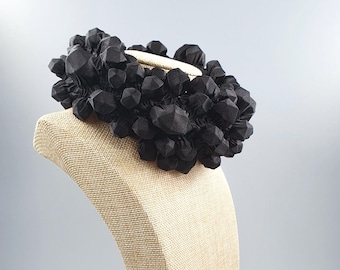 Schwarze Halskette, Choker Halskette, Textil Schmuck, Avantgarde Schmuck, Breite Halskette, Einzigartige Halskette, Stoff Halskette, Handgemachte Halskette
