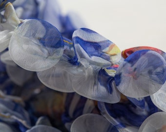 Blue Chiffon Collar Scarf, Fabric Jewelry, Oversized Scarf Necklace, Fabric Choker, Chunky Choker, Fabric Necklace, Spring Accessories