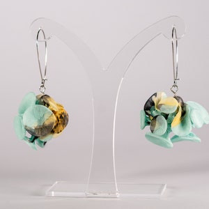 Long Dangle Earrings Women, Unique Statement Earrings, Fabric Jewelry, Statement Accessories, Fabric Earrings, Avant Garde Jewelry, Funky