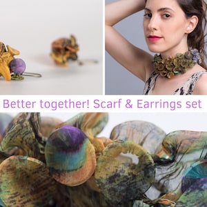 Fabric Jewelry Set, Bohemian Jewelry Set, Statement Jewelry Set, Necklace and Earrings Set, Wearable Art, Contemporary Textile Jewelry
