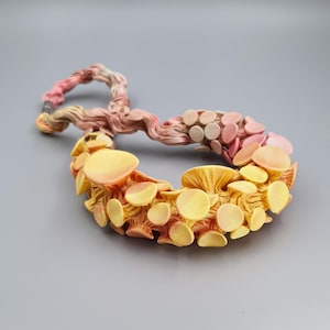 Unique Bib Necklace, Bold Statement Necklace, Unique Orange Necklace, Avant Garde  Necklace, Textile Jewelry, Handmade Fabric Necklace