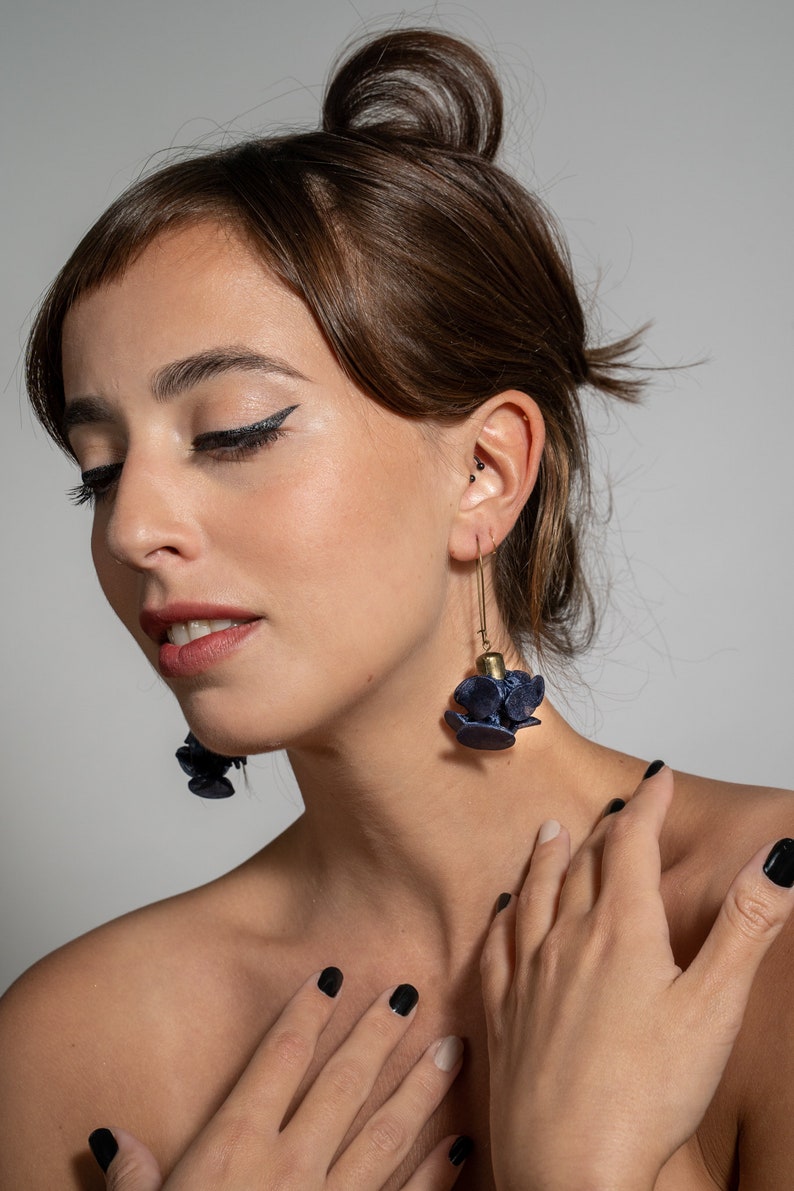 Funky Earrings Blue Dangle Earrings Unique Statement Etsy