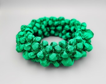 Green Choker Necklace, Textile Jewelry, Wide Choker Necklace, Choker Necklace, Bottle Green Choker, Fabric Necklace, Avant Garde Necklace