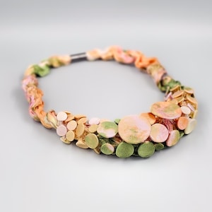Colorful Necklace, Unique Statement Necklace, Textile Jewelry, Handmade Fabric Necklace, Bohemian Necklace, Fabric Necklace, Avant-Garde
