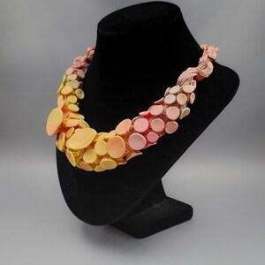 Bib Necklace, Unique Orange Necklace, Avant Garde  Necklace, Textile Jewelry, Fabric Necklace, Bold Statement Necklace, Handmade Necklace