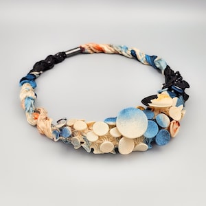 Bib Necklace, Textile Jewelry, Bohemian Necklace, Extravagant Necklace, Fabric Necklace, Unique Statement Necklace, Unusual Necklace