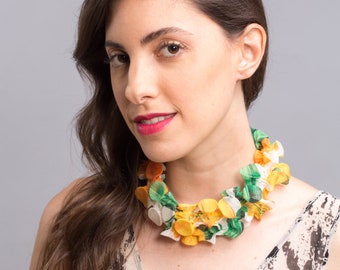 Chiffon Necklace Scarf, Textile Jewelry, Colorful Necklace Scarf, Chocker Scarf, Bohemian Necklace, Avant Garde Necklace, Spring Accessories