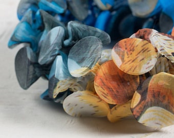 Blue Choker Necklace, Fabric Collar Scarf, Fabric Choker, Fabric Jewelry, Necklace Scarf, Textile Jewelry, Wearable Art, Bohemian Scarf