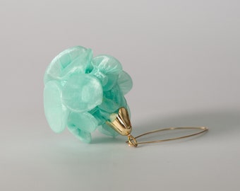 Boucles d'oreilles menthe, Boucles d'oreilles en tissu, Bijoux en tissu, Boucles d'oreilles avant-gardistes, Boucles d'oreilles uniques, Boucles d'oreilles extravagantes, Boucles d'oreilles bohèmes