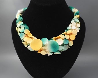 Fabric Bib Necklace, Big Bold Necklace, Chunky Necklace, Avant Garde Necklace, Fabric Necklace, Handmade Necklace, Unique Statement Necklace