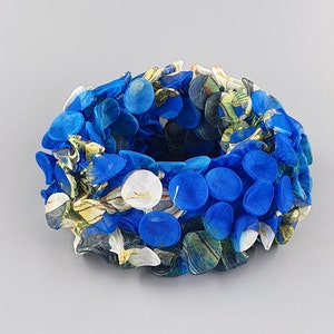 Blue Choker Necklace, Infinity Scarf, Chunky Scarf, Fabric Jewelry, Fashion Accessory Gift, Unique Statement Necklace, Fabric Necklace, Ruff