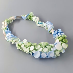 Handmade Fabric Necklace, Handmade Textile Jewelry, Unique Bib Necklace, Long Statement Necklace, Handmade Fabric Necklace, Handmade Jewelry