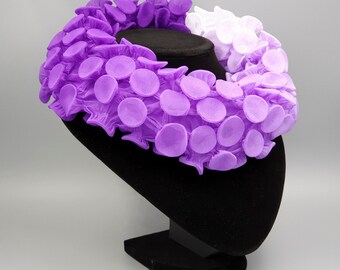 Purple Scarf, Collar Scarf, Collier Textile, Textile Jewelry, Bold Statement Necklace, Chunky Necklace, Fabric Necklace,Avant Guard Necklace