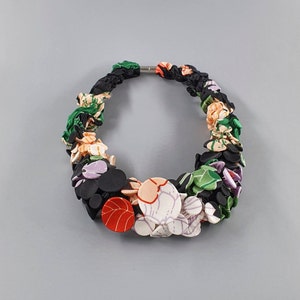 Multicolor Necklace, Statement Bib Necklace, Oversized Necklace, Avant Gard Jewelry, Chunky Necklace, Bold Statement Necklace, OOAK Necklace