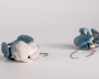 Boucles d'oreilles en tissu, Créoles en argent, Boucles d'oreilles longues tendance, Bijoux en tissu, Bijoux avant-gardistes, Boucles d'oreilles en textile, Grosses boucles d'oreilles