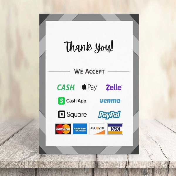 Printable Payment Sign | We Accept Credit Cards Sign | Vendor Payment Sign | Instant Download