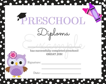 instant download preschool graduation diploma certificate etsy preschool graduation certificate printable