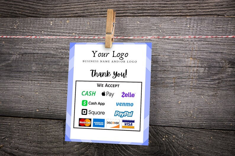 Printable Payment Sign We Accept Credit Cards Sign Vendor