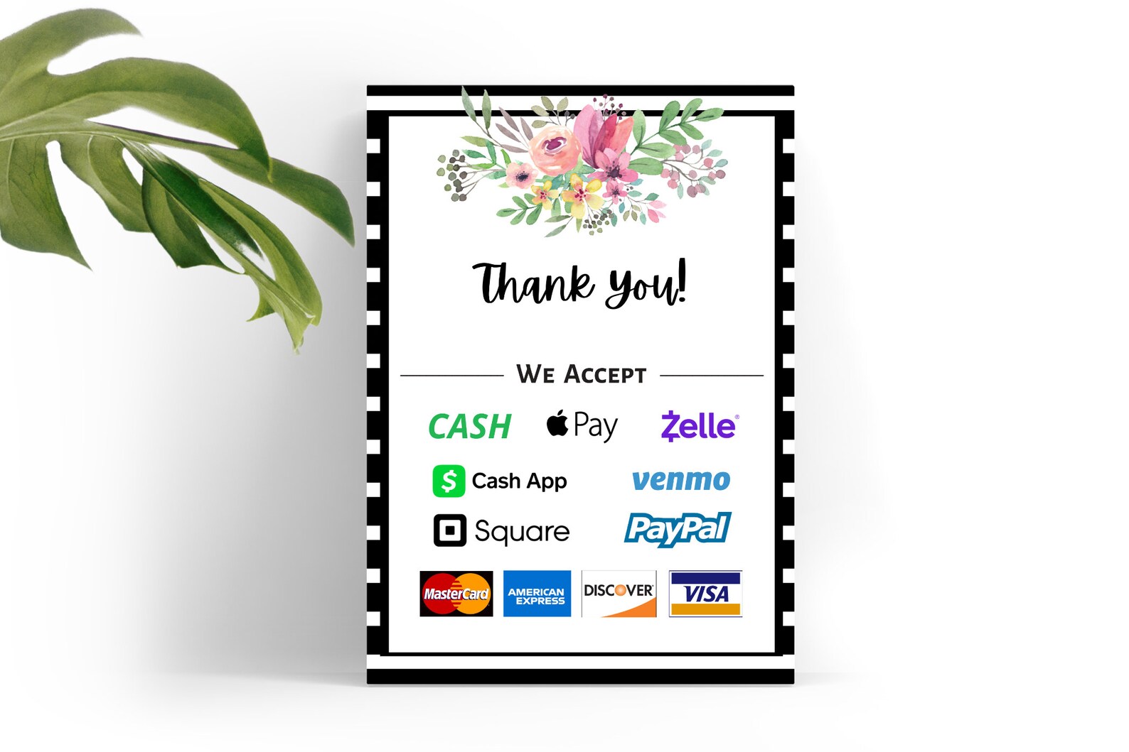 Printable Payment Sign We Accept Credit Cards Sign Vendor
