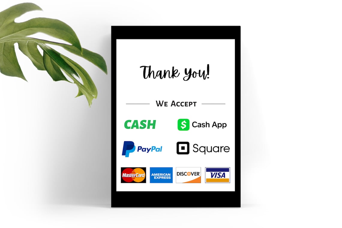 Printable Payment Sign We Accept Credit Cards Sign Vendor Etsy