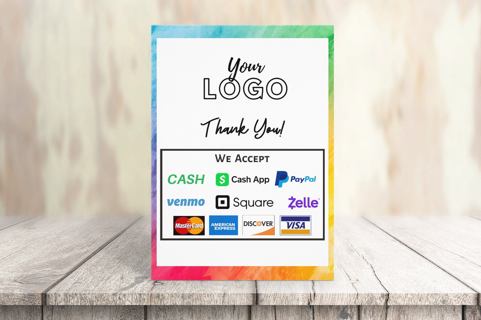 Printable Payment Sign We Accept Credit Cards Sign Vendor