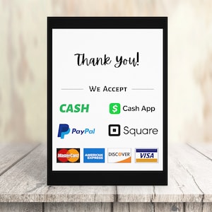 Signe de paiement imprimable | Nous acceptons que les cartes de crédit signent | Signe de paiement du fournisseur | Téléchargement instantané
