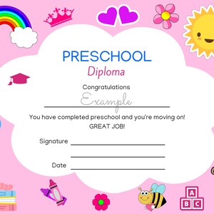 Preschool Graduation Diploma | Instant Download | Printable Diploma