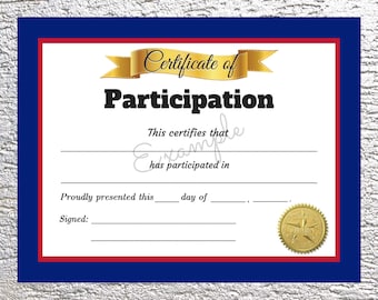 Certificate of Participation | Participation Award | Printable Award