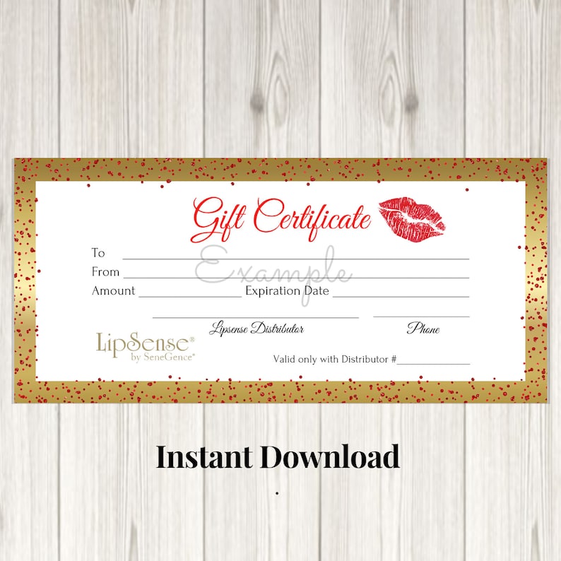 LipSense Gift Certificate For Senegence Distributors Etsy