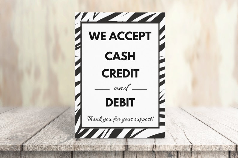Printable Payment Sign Payment Method Sign We Accept - Etsy