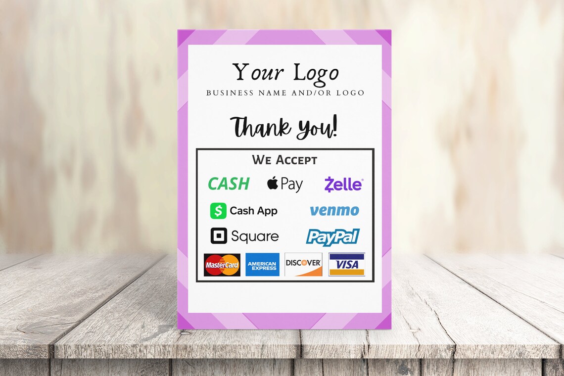 Printable Payment Sign We Accept Credit Cards Sign Vendor
