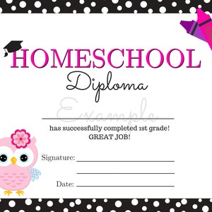 Homeschool Diplom 1st Grade | Ausdruckbares Home School Zertifikat