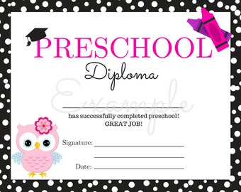 Preschool Graduation Diploma | Instant Download