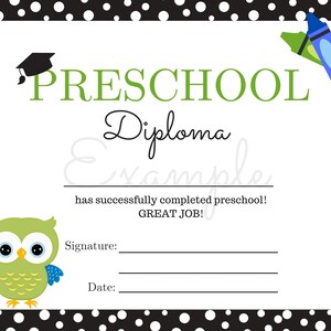 Preschool Graduation Diploma | Instant Download