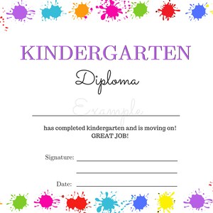 Kindergarten Graduation Diploma | Instant Download | Printable Diploma