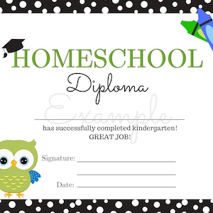 Homeschool Diploma Kindergarten | Printable Home School Certificate