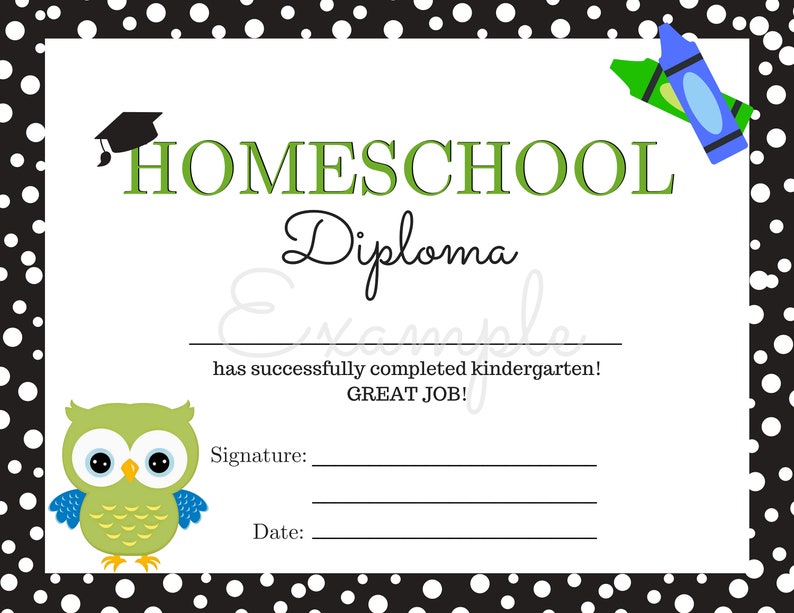 homeschool diploma kindergarten printable home school etsy