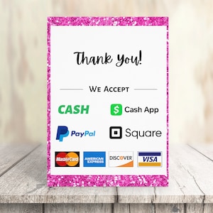 Signo de pago imprimible / Aceptamos el signo de tarjetas de crédito / Signo de pago del proveedor / Descarga instantánea