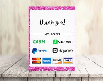 Printable Vendor Payment Sign | Credit Cards Accepted (Instant Download)