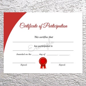 Certificate of Participation | Participation Award | Award Certificate | Printable Award