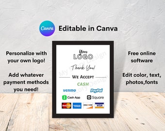 Editable Payment Methods Sign | Vendor Fair Printable (Digital Download)
