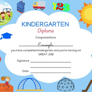 Kindergarten Abschlussdiplom | Sofort Download | Druckbares Diplom