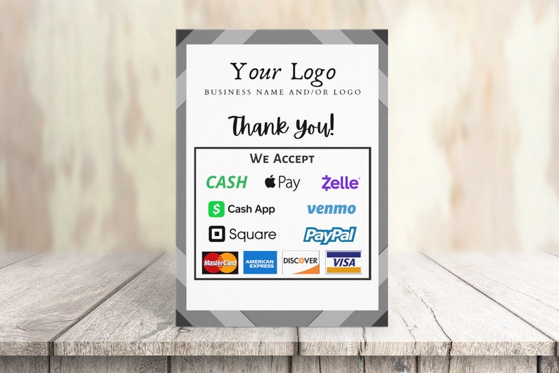 Printable Payment Sign We Accept Credit Cards Sign Vendor