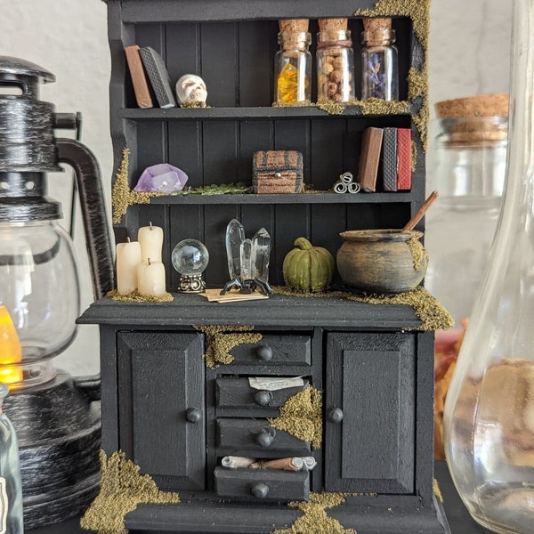 Miniature Mage Cabinet, Miniature Witch Cabinet, Magical Items, Apothecary Potions Cabinet, Halloween, Halloween Decor, 1:12 Scale Miniature