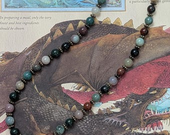 Vintage Artisan Jasper/Agate Beaded Necklace