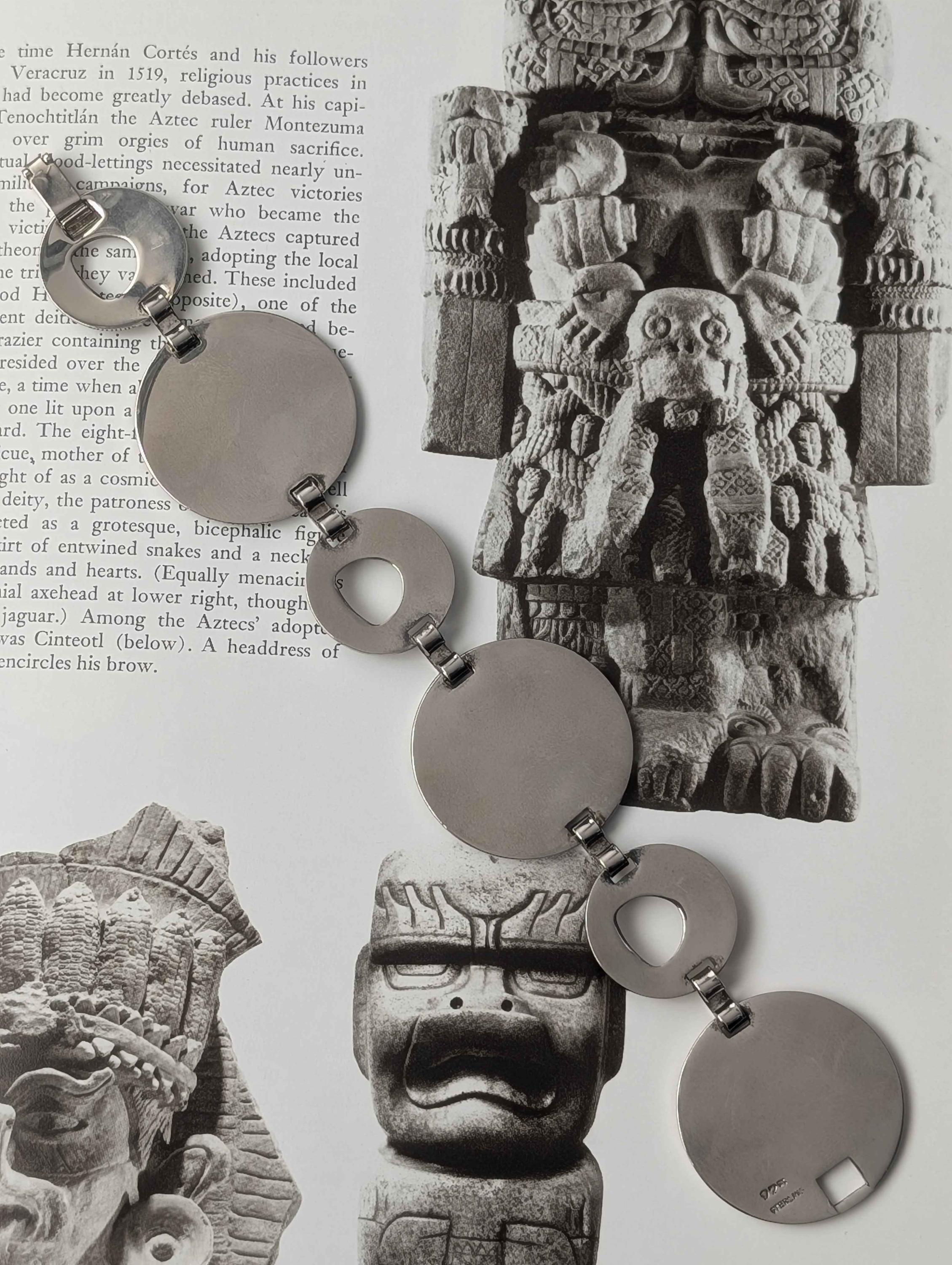 Vintage Mayan Aztec Medallion Sterling Silver Bracelet - Etsy