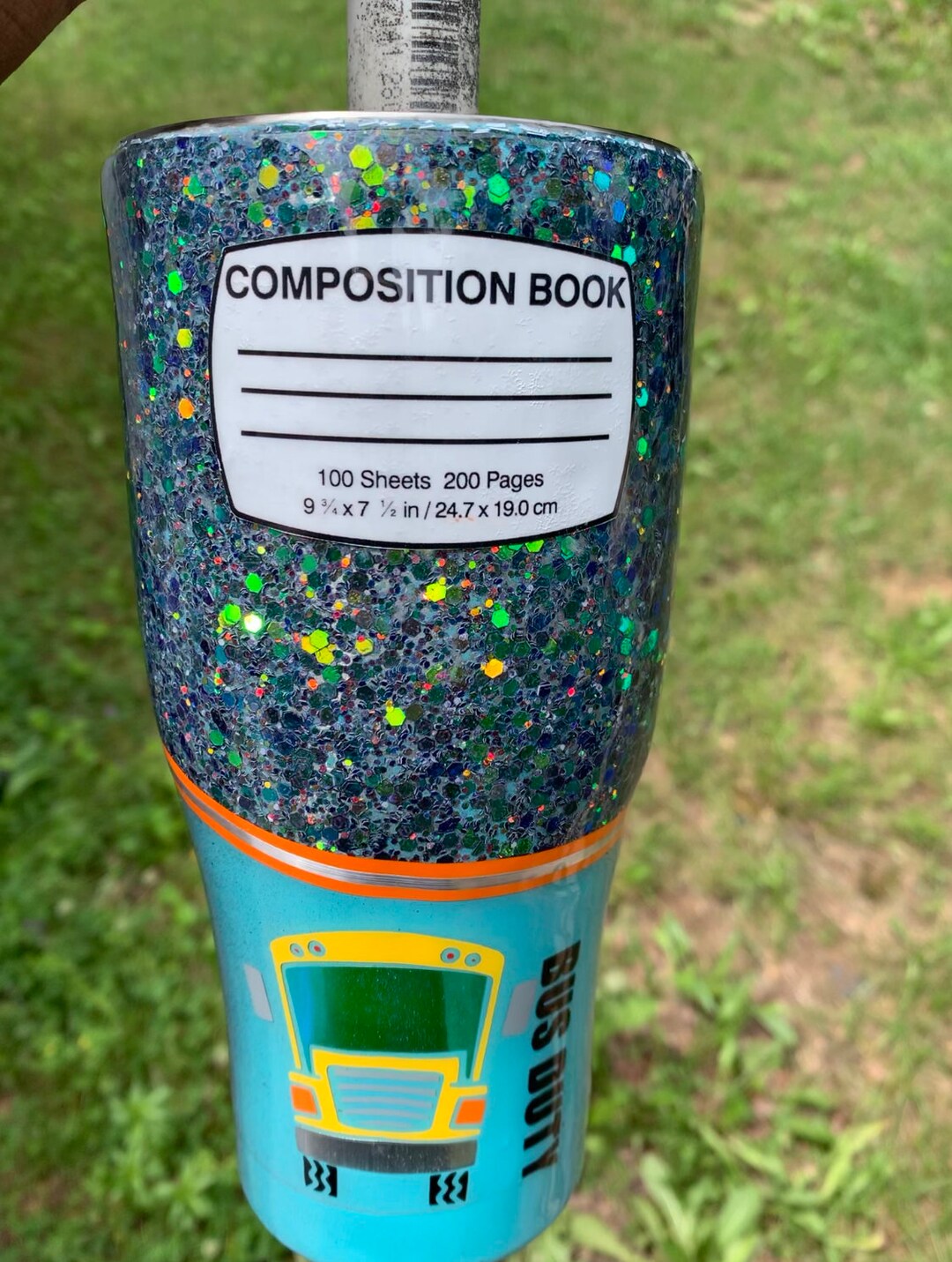 24 Oz Teacher Styles Tumbler, Composition Notebook Tumbler, Teacher