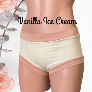 Underwear for transgender kids/ Organic cotton/ Rose print parties Vanilla Ice Cream