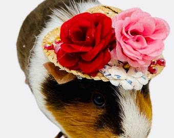 Hat for small pet, guinea pig hat, hamster hat, reptile hat, rat hat, flower hat, tiny sombrero