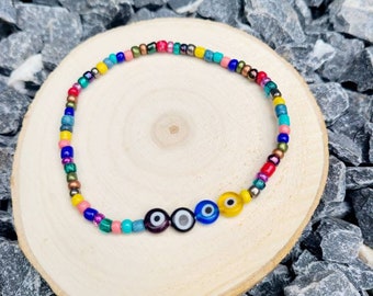 Evil Eye Anklet, Multicolor, Adjustable Anklet, Dainty Anklet, Beach Anklet, Ankle Bracelet for Women Men Girls Boys Teens